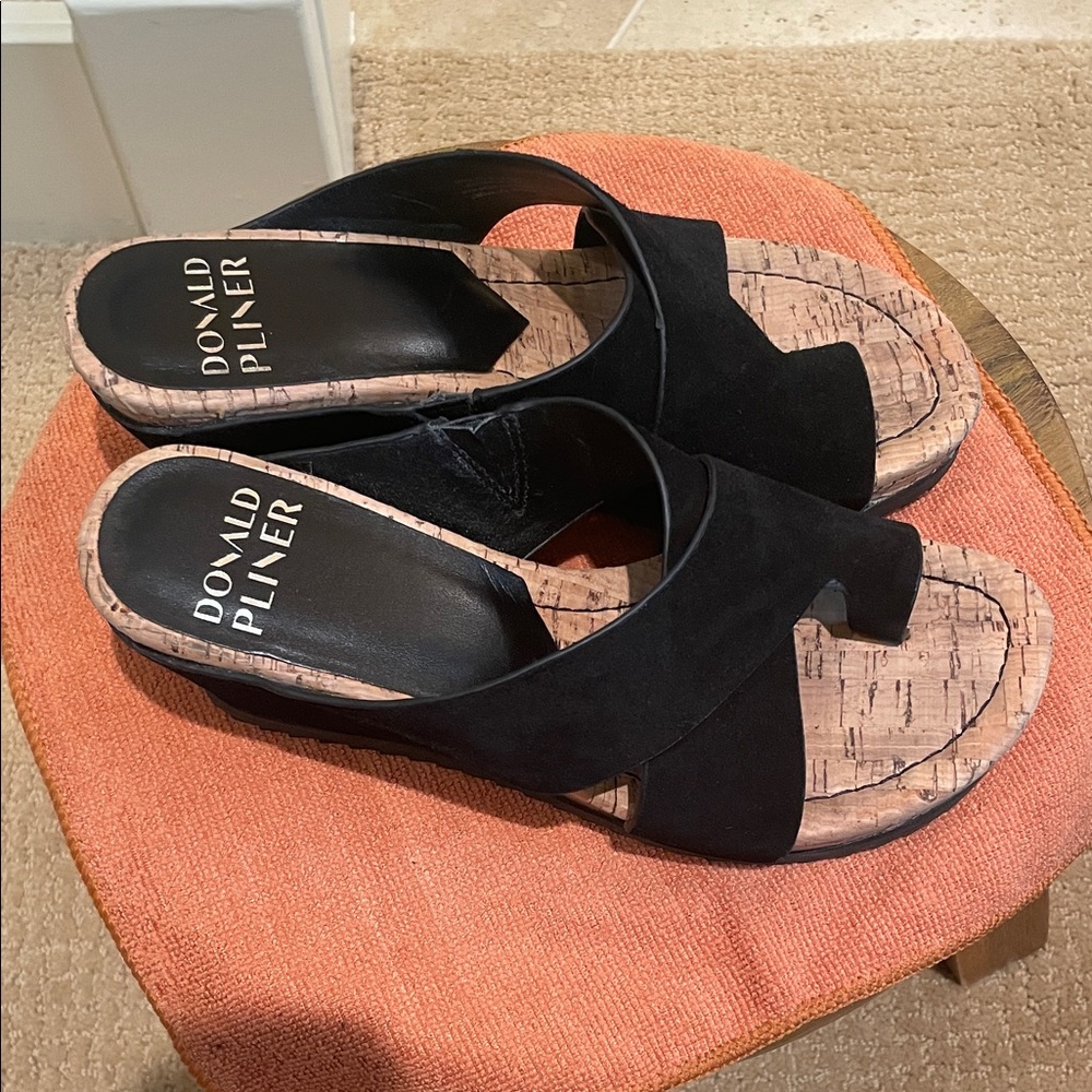 Donald J. Pliner Black Cork Sole Mules